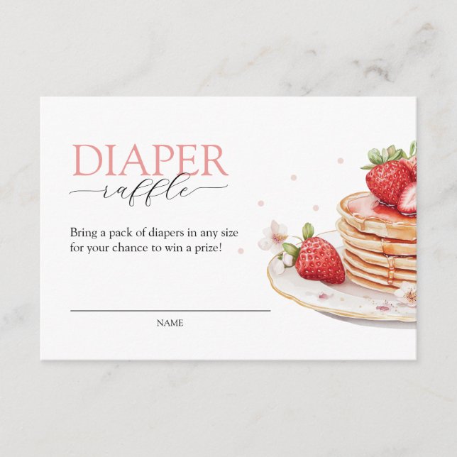 Pink Strawberry Baby Brunch Diaper Raffle Enclosure Card (Front)