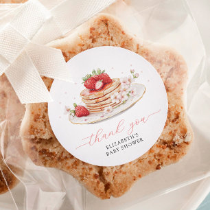 Pink Strawberry Baby Brunch Thank You Classic Round Sticker