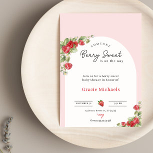 Pink Strawberry Baby Shower Invitation