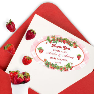 Pink Strawberry Baby Shower Thank You Sticker