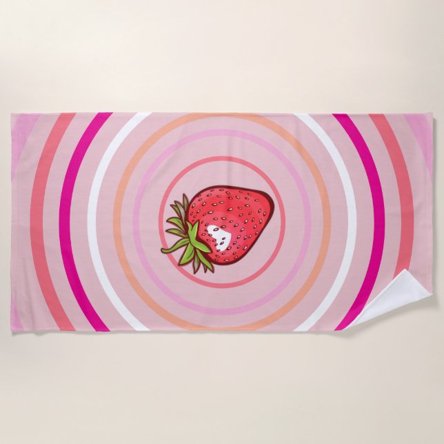 Pink Strawberry Beach Towel (Front)