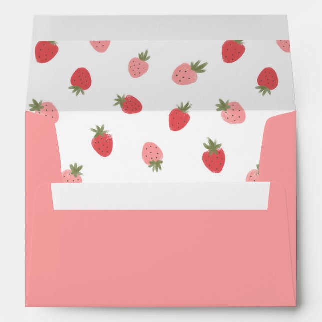 Pink Strawberry Birthday Party Envelope (Back (Bottom))