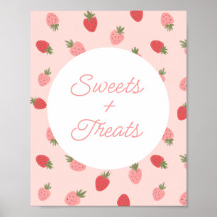 Pink Strawberry Birthday Party Sweets and Treats Poster