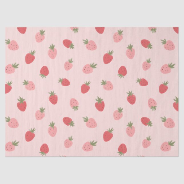 Pink Strawberry Birthday Party  Tissue Paper (Front)
