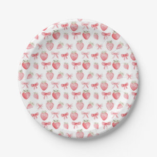 Pink Strawberry Bow Wrapping Paper Coquette Plate