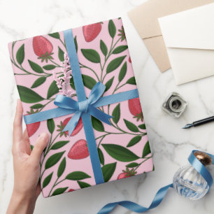Pink Strawberry Bridal Shower Gift Wrapping Paper