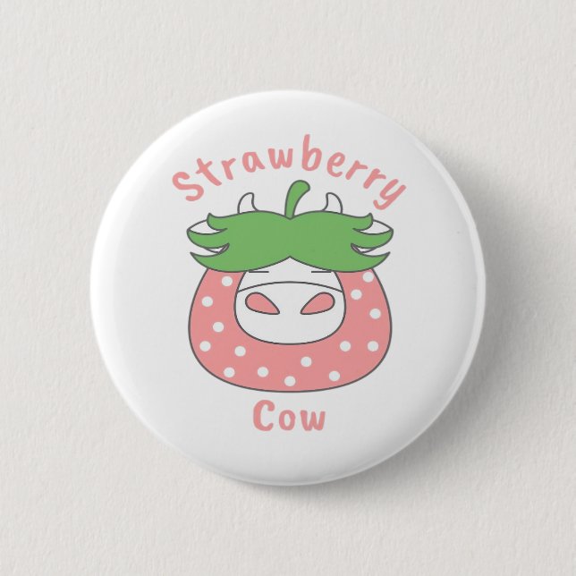 Pink Strawberry Cow Classic T-Shirt 6 Cm Round Badge (Front)