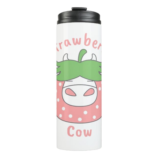 Pink Strawberry Cow Classic T-Shirt Thermal Tumbler (Front)