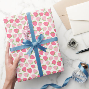 Pink Strawberry Cute and Fruity Wrapping Paper