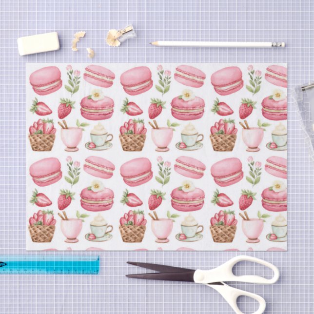 Pink Strawberry Dessert Pattern Tissue Paper (Craft)