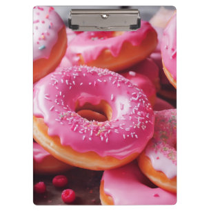 Pink Strawberry Donuts Clipboard