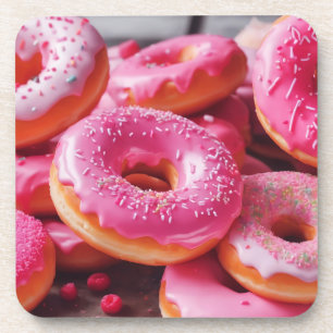 Pink Strawberry Doughnuts Coaster