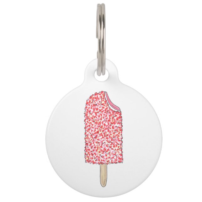Pink Strawberry Eclair Popsicle Pet Name Tag (Front)