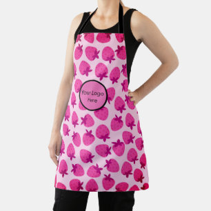 pink strawberry field summer bakery nature fruit apron