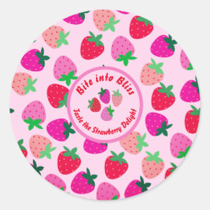 pink strawberry field summer bakery nature fruit classic round sticker
