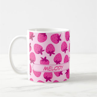 pink strawberry field summer nature fruit initial coffee mug