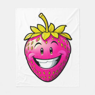 Pink Strawberry  Fleece Blanket