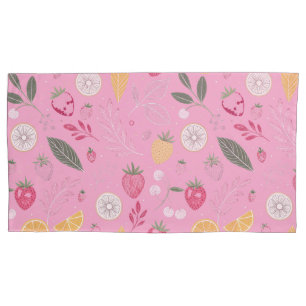 Pink Strawberry & Floral King Size Pillowcase