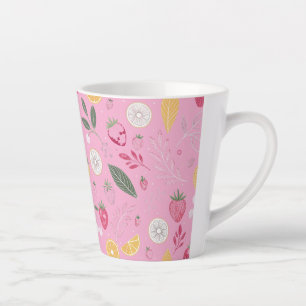 Pink Strawberry & Floral Latte Mug