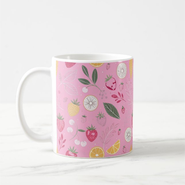 Pink Strawberry & Floral Mug (Left)