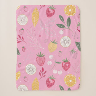 Pink Strawberry & Floral Small Sherpa Blanket