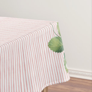 Pink Strawberry Floral Striped Baby Shower Tablecloth