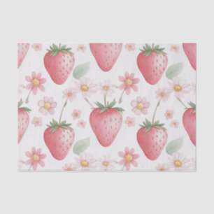 Pink Strawberry flowers Birthday Party for her Tissue Paper