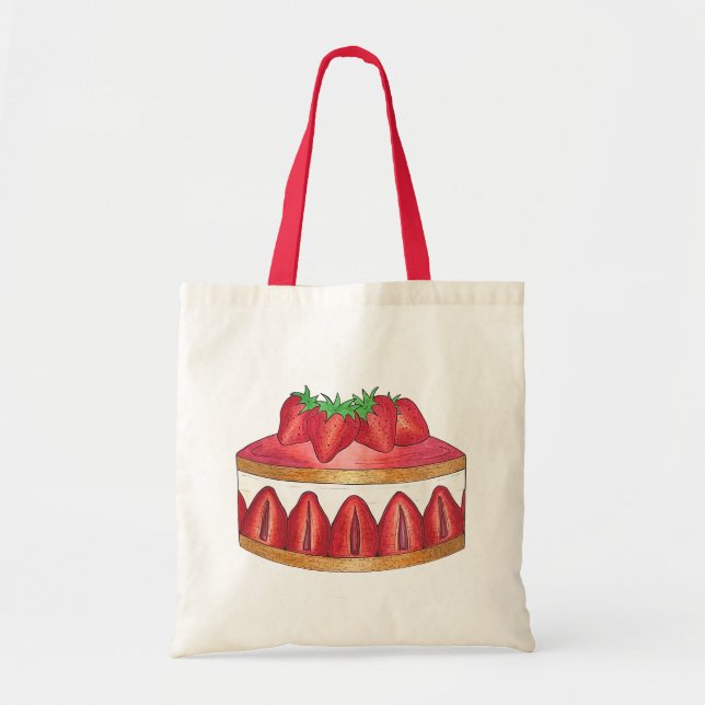 Pink Strawberry Fraisier Cake French Pastry Chef Tote Bag (Front)