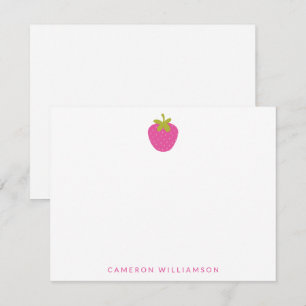 Pink Strawberry Fruit Personalised Stationery Card