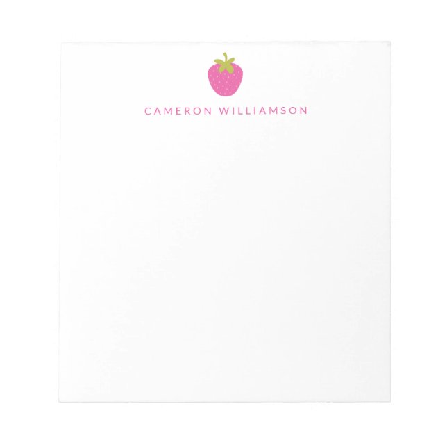 Pink Strawberry Fruit Personalised Stationery  Notepad (Front)