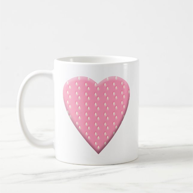 Pink Strawberry Heart. Coffee Mug (Left)