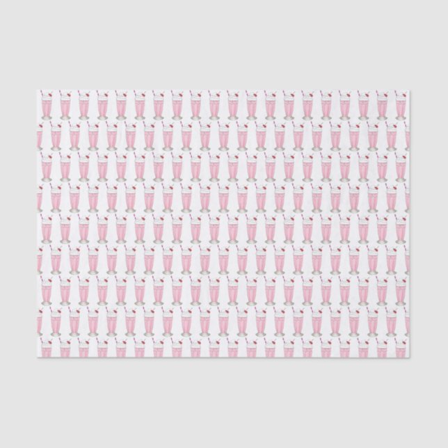 Pink Strawberry Ice Cream Shake Milkshake Dessert Tissue Paper (Front)