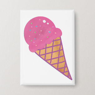Pink Strawberry Ice Cream Waffle Cone
