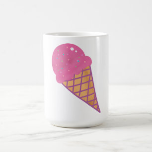 Pink Strawberry Ice Cream Waffle Cone Coffee Mug