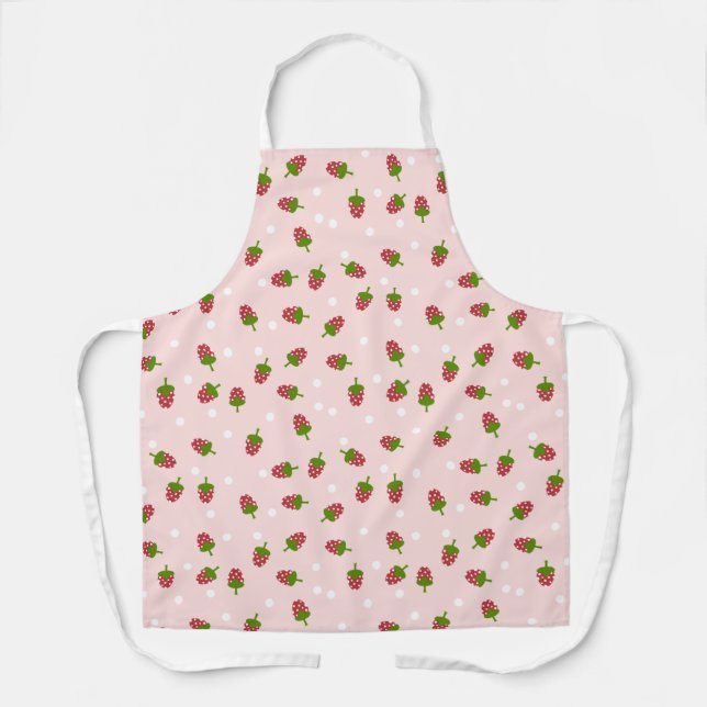 Pink Strawberry Kawaii Soft Pastel Colours Cute Apron (Front)