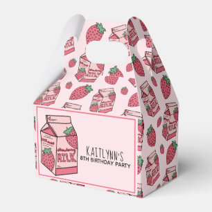 Pink Strawberry Milk Pattern Favour Box