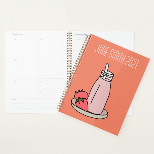 Pink strawberry milkshake girl colourful planner (Display)