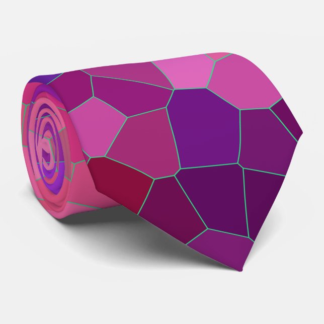 Pink Strawberry Mosaic Pattern Tie (Rolled)