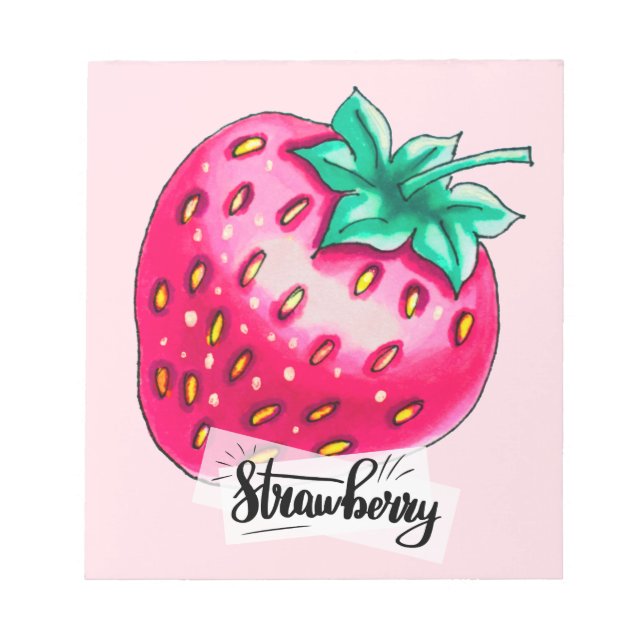 Pink strawberry notepad (Front)