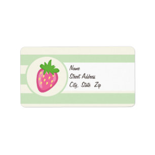 Pink Strawberry; Pastel Green Stripes Label