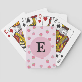 Pink Strawberry Pattern Custom Playing Cards