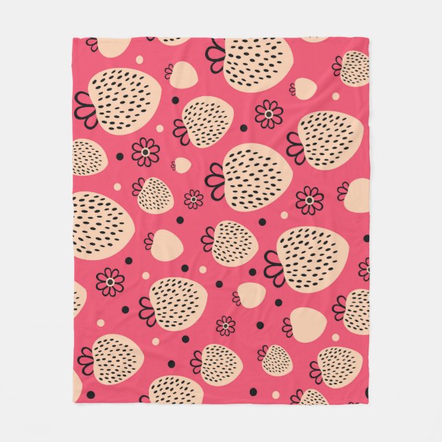 Pink strawberry pattern: seamless sweet design fleece blanket (Front)