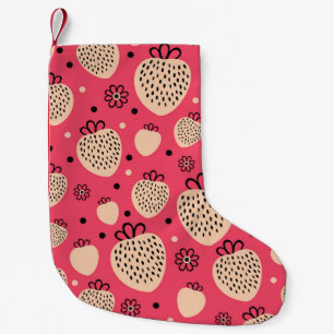 Pink strawberry pattern: seamless sweet design small christmas stocking