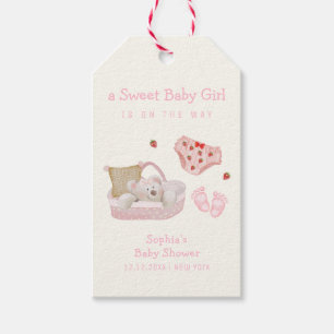 Pink Strawberry Polar Bear Toys Girl Baby Shower Gift Tags