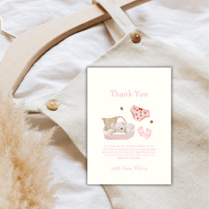 Pink Strawberry Polar Bear Toys Girl Baby Shower Thank You Card