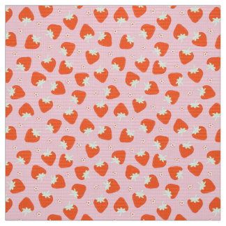 Pink Strawberry Print Fabric