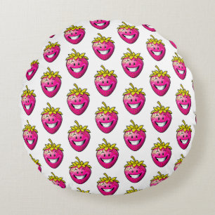 Pink Strawberry  Round Cushion
