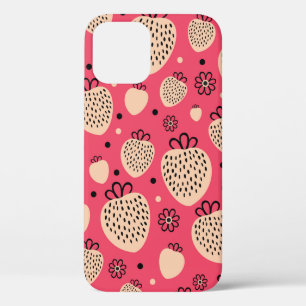 pink strawberry seamless pattern iPhone 12 case