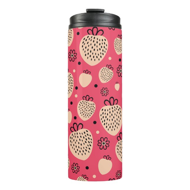 pink strawberry seamless pattern thermal tumbler (Front)