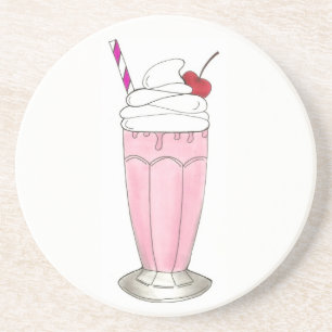 Pink Strawberry Shake Ice Cream Milkshake Foodie Coaster
